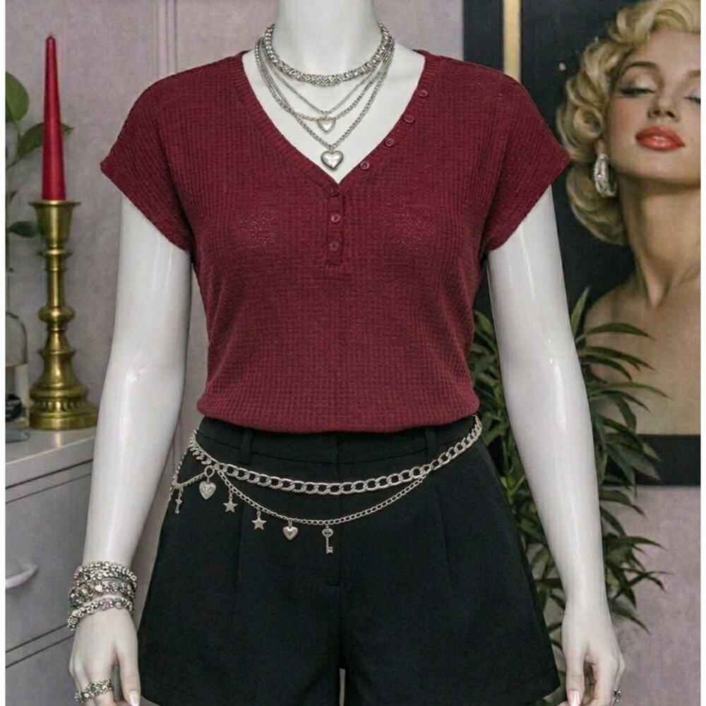 Torrid Sleep Waffle Knit Henley Top - Size 2